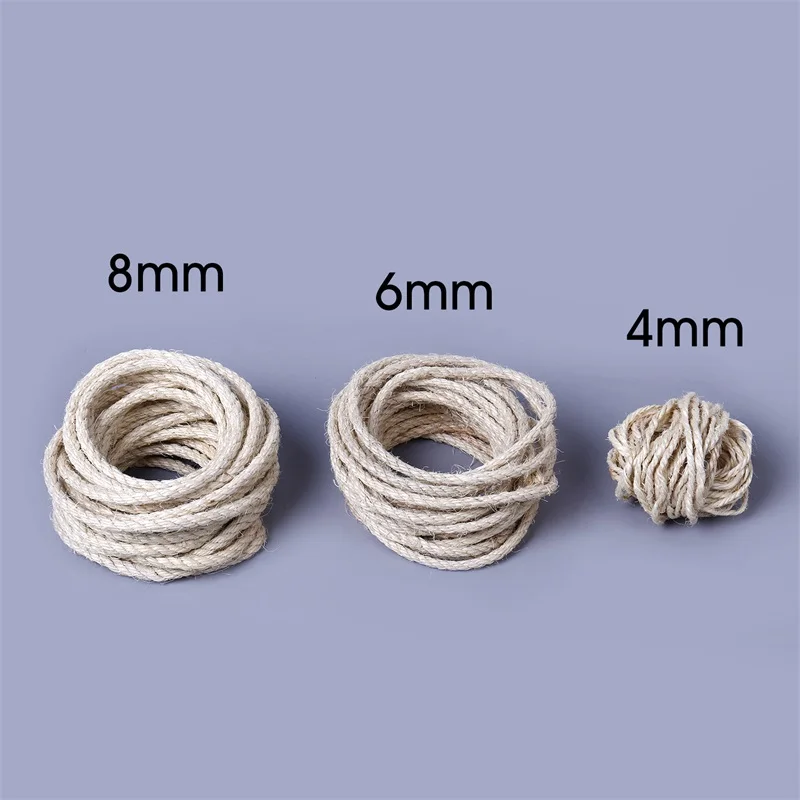 5M Natural Sisal Rope Durable 4/6/8mm DIY Making Desk Chair Legs Cat Scratching Post Toy Bingding Material For Cat Sharpen Claw 5M Natural Sisal Rope Durable 4/6/8mm DIY Making Desk Chair Legs Cat Scratching Post Toy Bingding Material For Cat Sharpen Claw