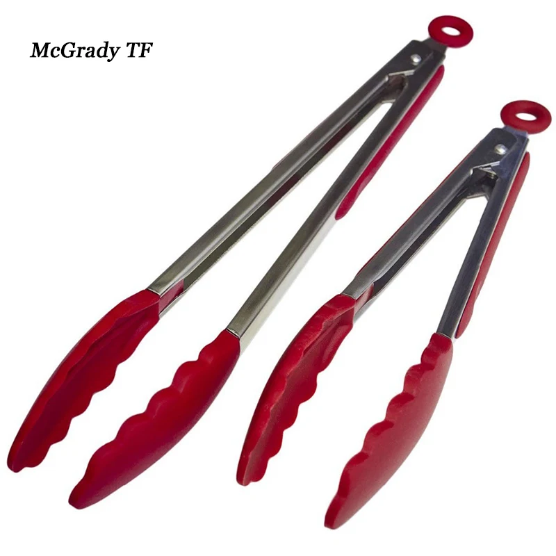 2017 NEW 2pcs/set 9inch 12inch Silicone Kitchen Tongs Sets Salad BBQ