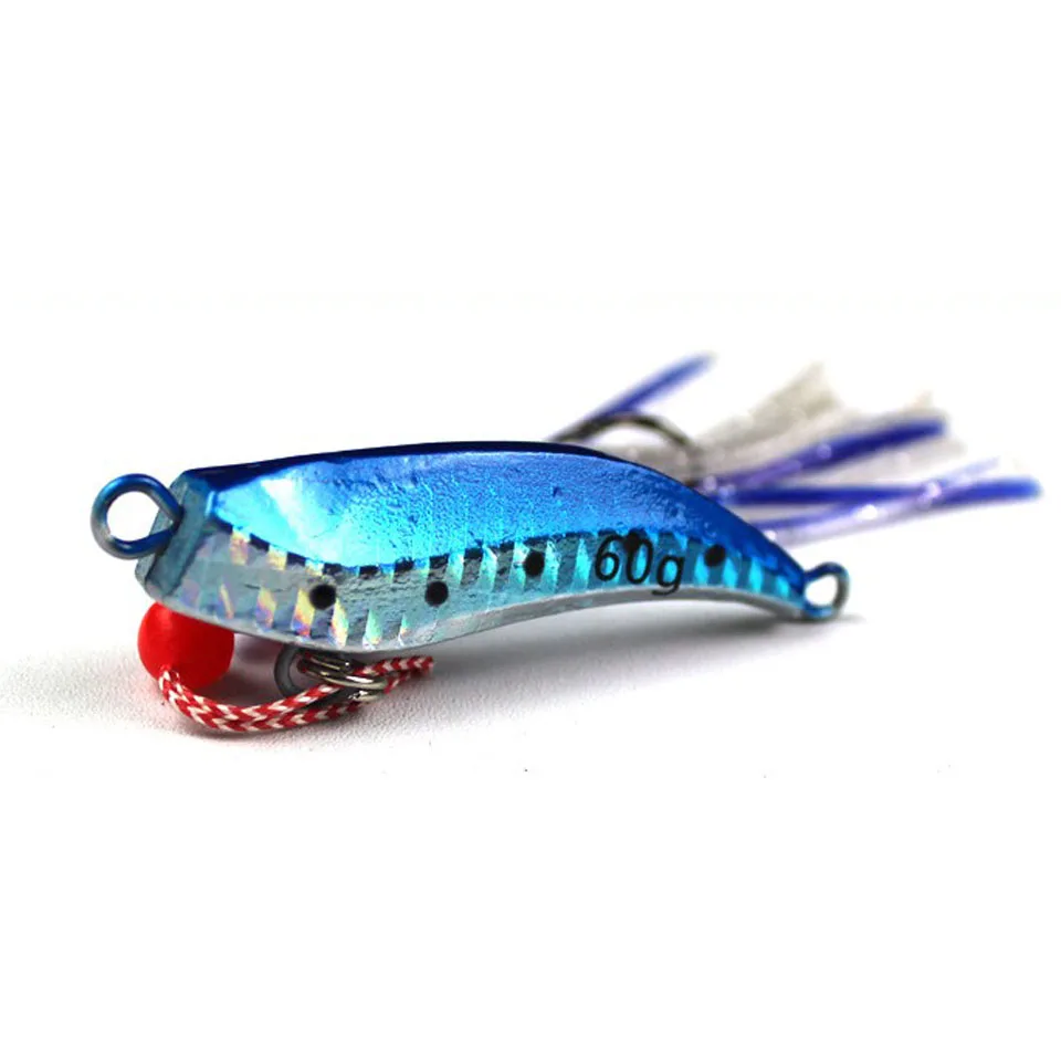 1Pcs Lead Head Squid Jig 60g/80g/100g Blue/Pink Fishing Lead jig Metal