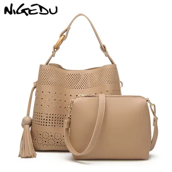 

Drand design Hollow Women Handbag Tassel Composite Bag female Bucket Shoulder bag for ladies Crossbody Bags Women's Totes bolsa