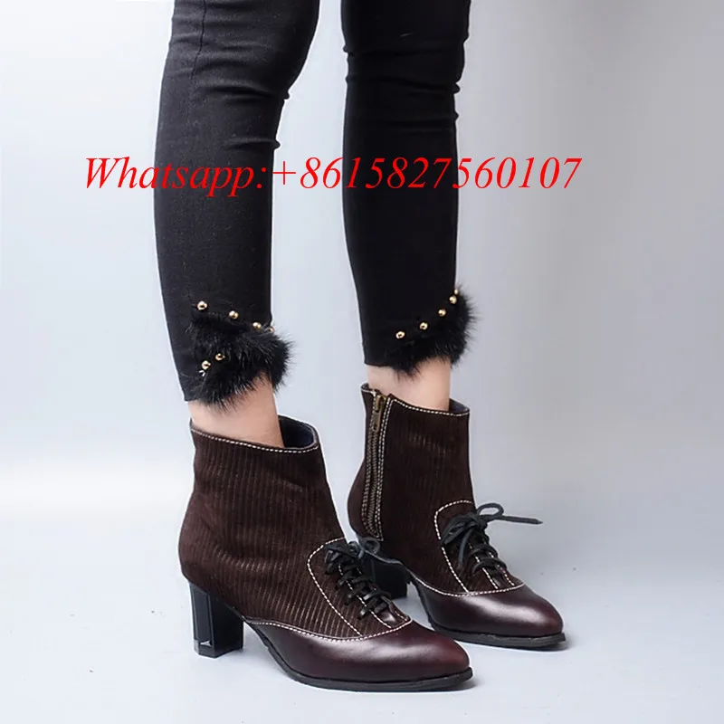 

Factory Designer Unique Custom Spring Autumn Ankle Boots For Women Genuine Leather Pointed Toe Womens Ankle Boots Zapato Mujer