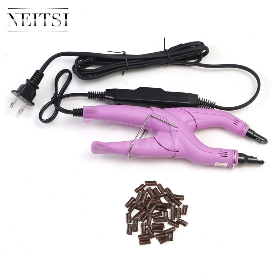 Neitsi 1PC Pink# US Plug Hair Connector+50pcs U-Shapped Keratin Glue 3 Colors For Hair Extensions Neitsi 1PC Pink# US Plug Hair Connector+50pcs U-Shapped Keratin Glue 3 Colors For Hair Extensions