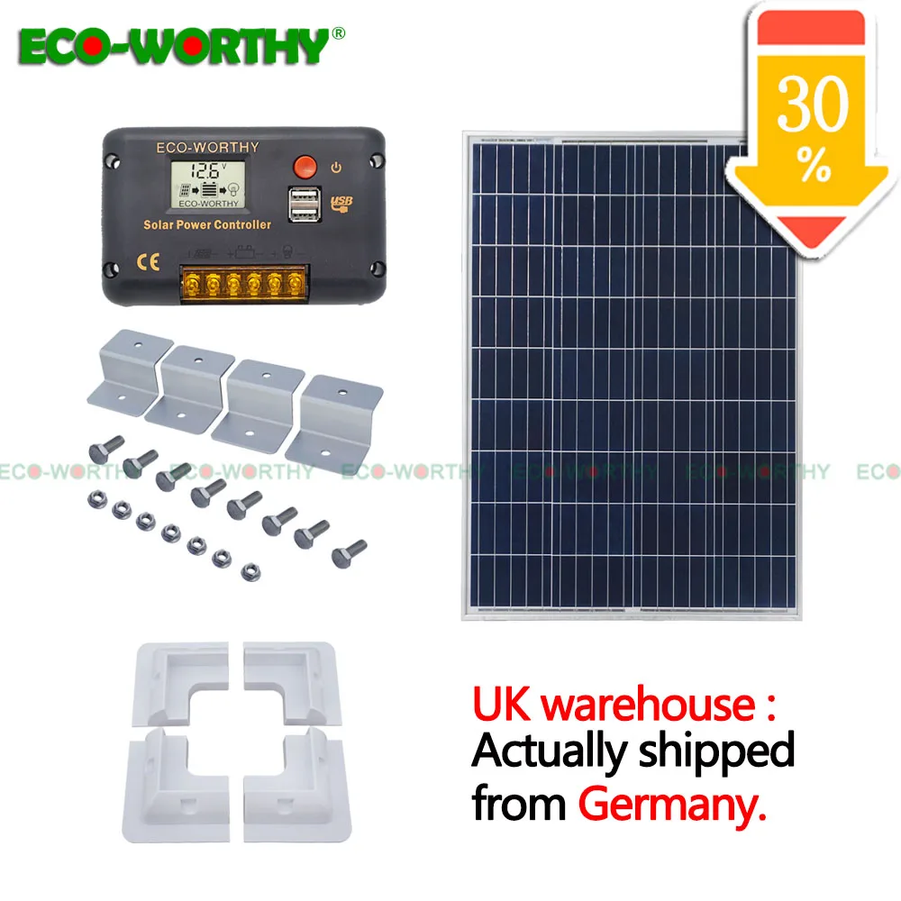 

100W Poly solar system:100W solar panel &Z style mounting kit &4pcs Corner brackets &5m MC4 black red cable &controller charger
