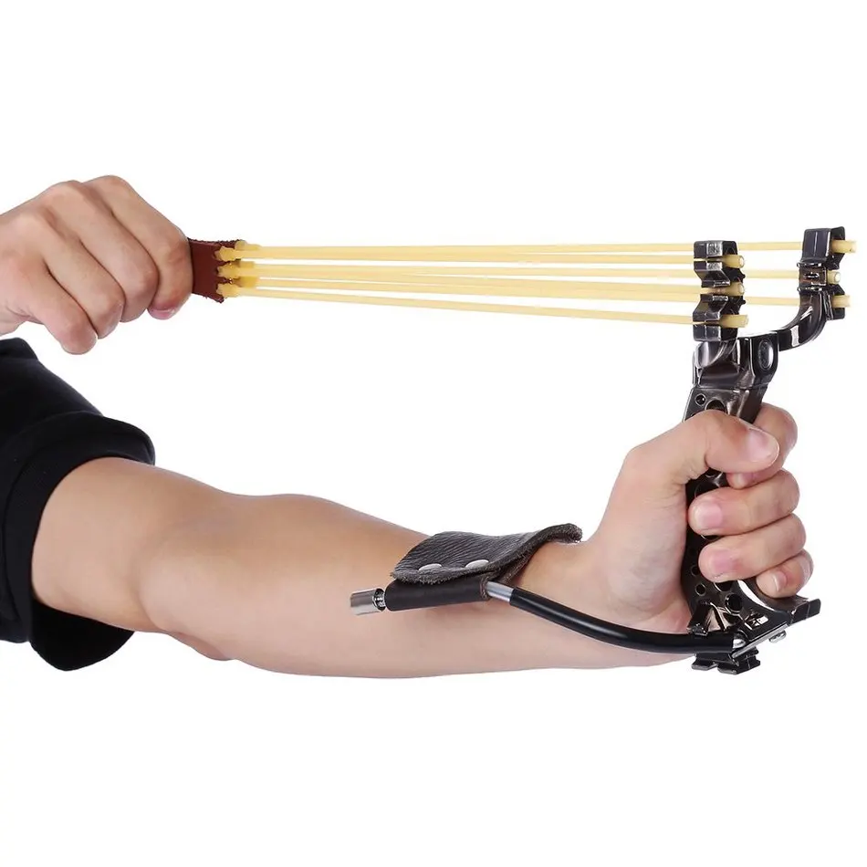 

New 2 Rubber Bands Folding Wrist Slingshot Catapult Outdoor Games Powerful Camouflage Hunting Bow & Arrow Tool Hunting Slingshot