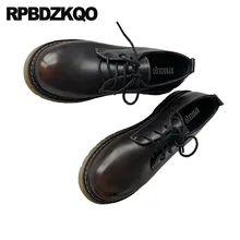 Женские туфли-оксфорды с круглым носком на шнуровке в китайском и черном цветах в японском британском стиле; коричневые дизайнерские женские туфли в китайском стиле; коллекция года; винтажные женские туфли-оксфорды на плоской подошве