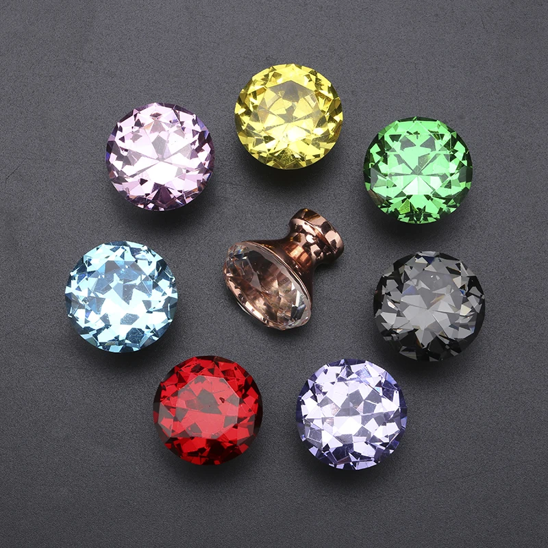 Diamond Crystal Glass Knobs Cupboard Pulls Drawer Knobs  (12)