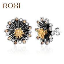 ROXI Новые модные золотые серьги в форме маргаритки для женщин ювелирные изделия Bijoux ретро серебряные CZ серьги гвоздики pendientes mujer moda