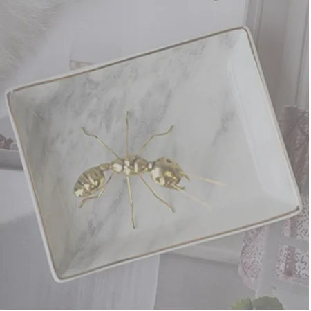 Nordic Style Marble Painting Phnom Penh Ceramic Jewelry Plate Ring Necklace Cosmetic Snack Dried Fruit Storage Tray Organizer
