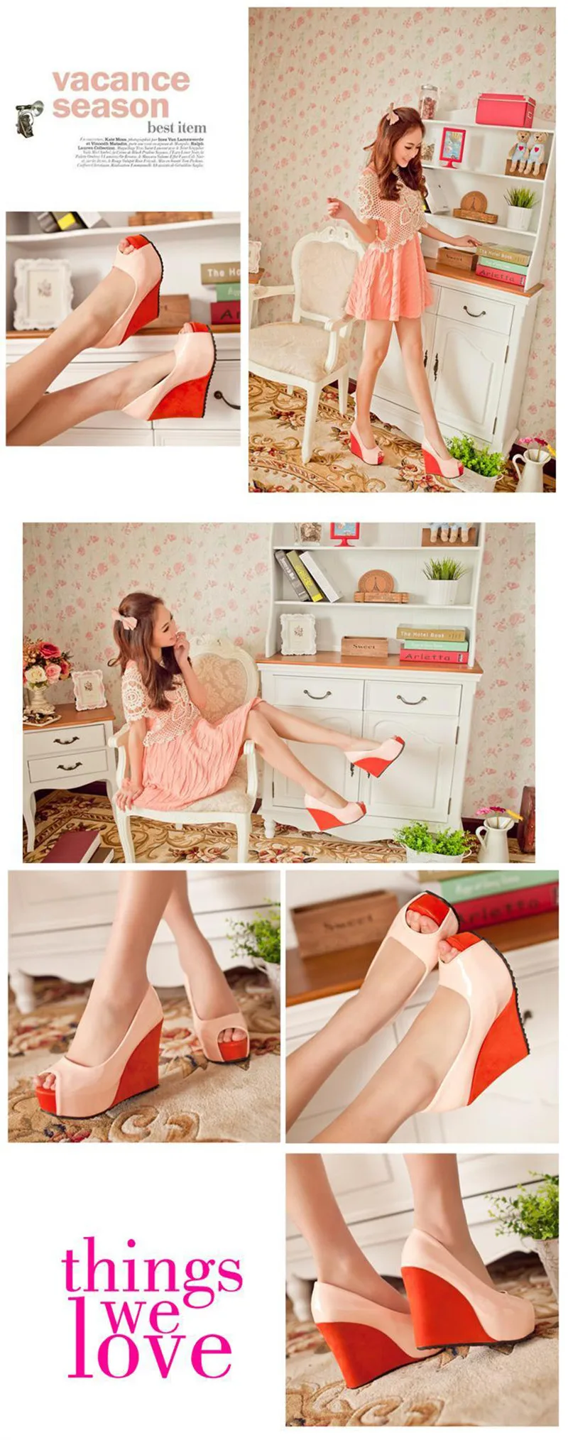 Plus Size 31-43 Women High Heels Sandals Fashion Peep Toe Wedges Shoes For Women Shallow Mouth Slip On Ladies Casual Party Shoes (14)