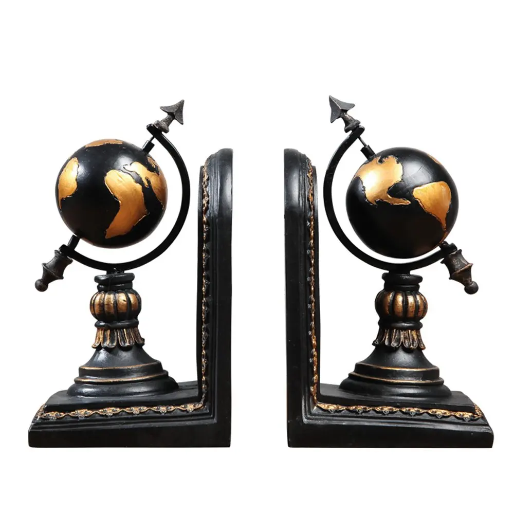 

Globe Bookends for Shelves - Resin Bookends Decorative Craft for Home and Office