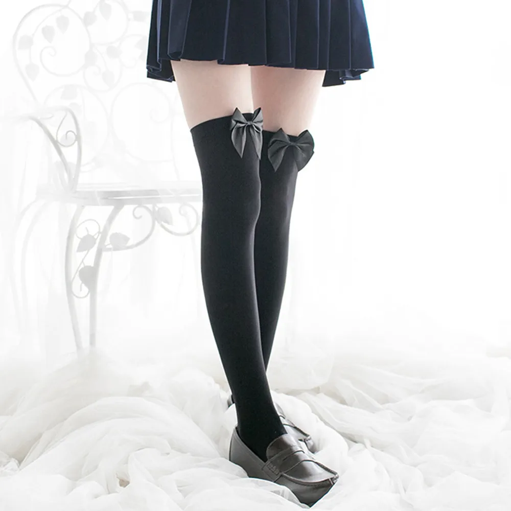 Knee High Socks High Quality Socks Women Long Acrylic Velvet Lady White Bow Sexy Knee Sexy Socks W411