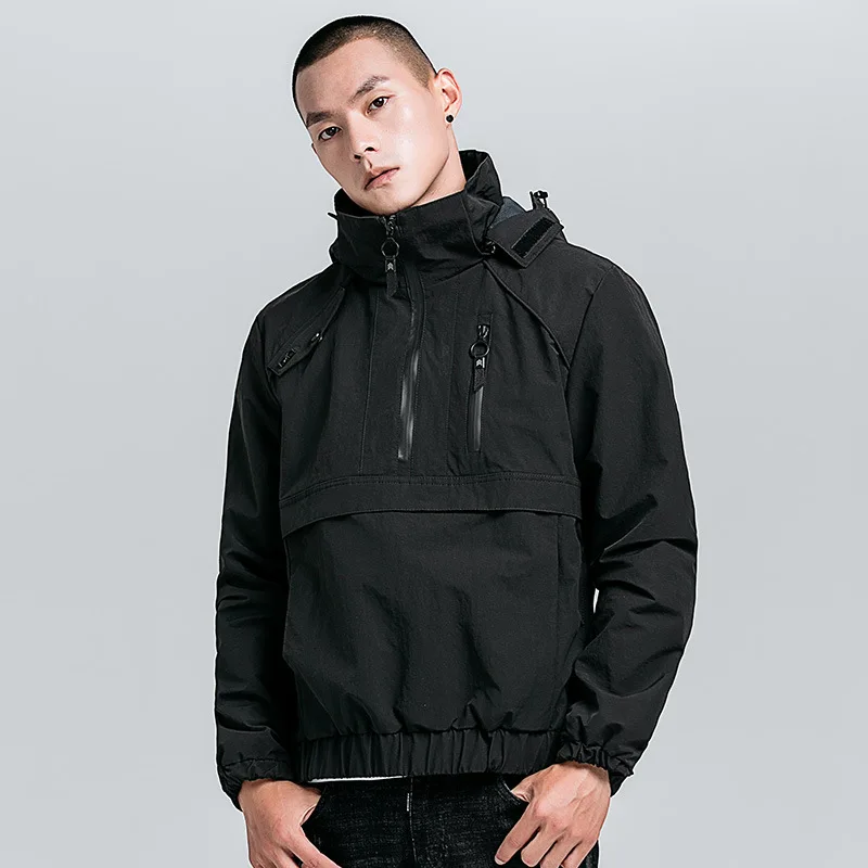 

Military Windbreaker Jacket Men Half Zipper Sportwear Coat Full Fashion Spring Autumn Streetwear Casual Jackets for Men S147