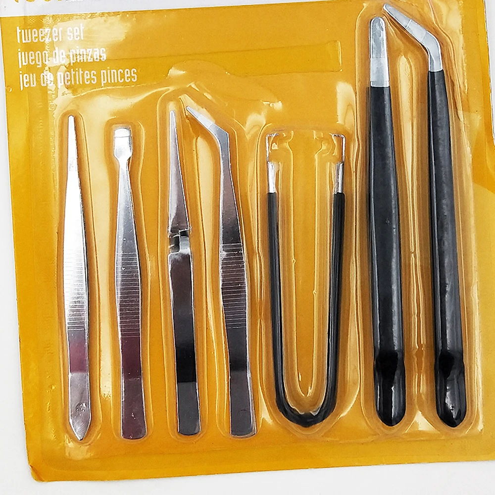 7pcs Anti tweezers anti slip Straight Precision tweezer