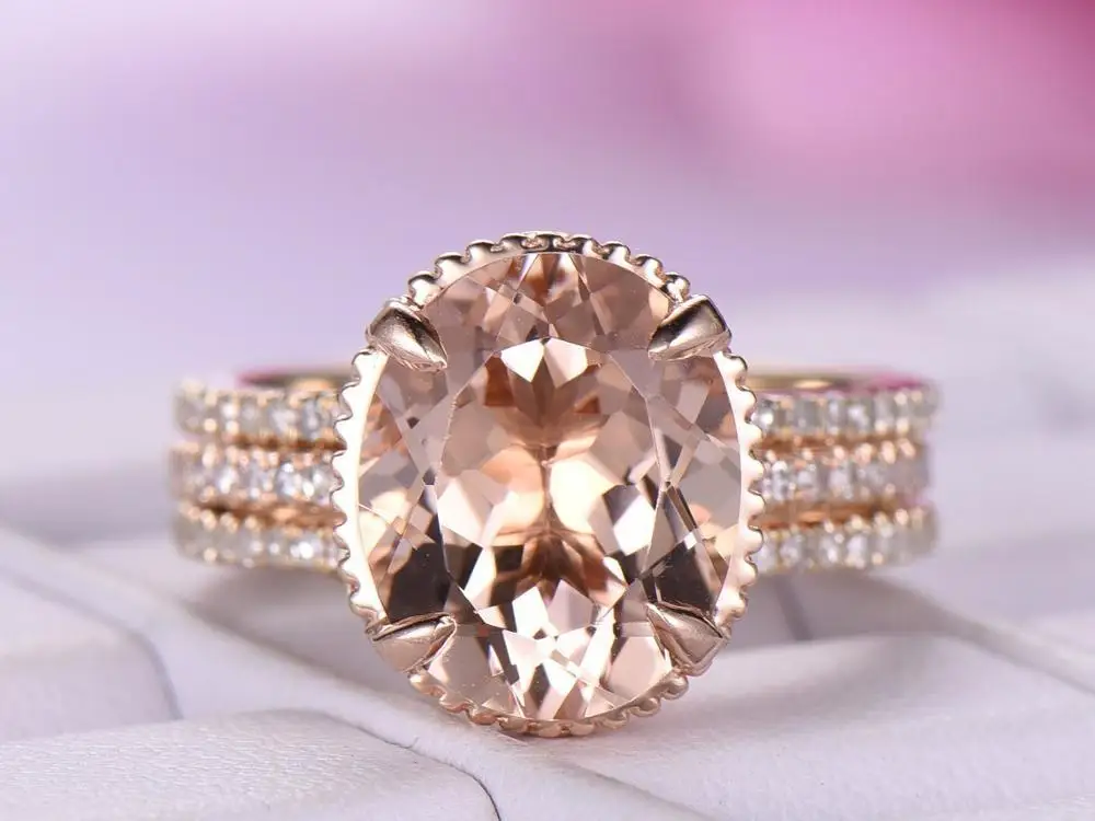 

Huitan 2PC Bridal Ring For Women Fabulous Champagne Crystal Stone Prong Setting Rose Gold Color Wedding Engagement Ring Jewelry