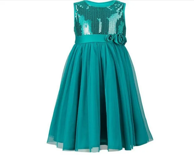 Q038 Rushed 2016 Girls Dress Wedding Party Christmas Princess Knee length Style Dresses For Kids