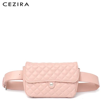

CEZIRA Fashion Brand Ladies Waist Phone Belt Bag Fanny Pack Girl Plaid Vegan Leather Flap Pouch Belt Waist Pack Check Phone Bags