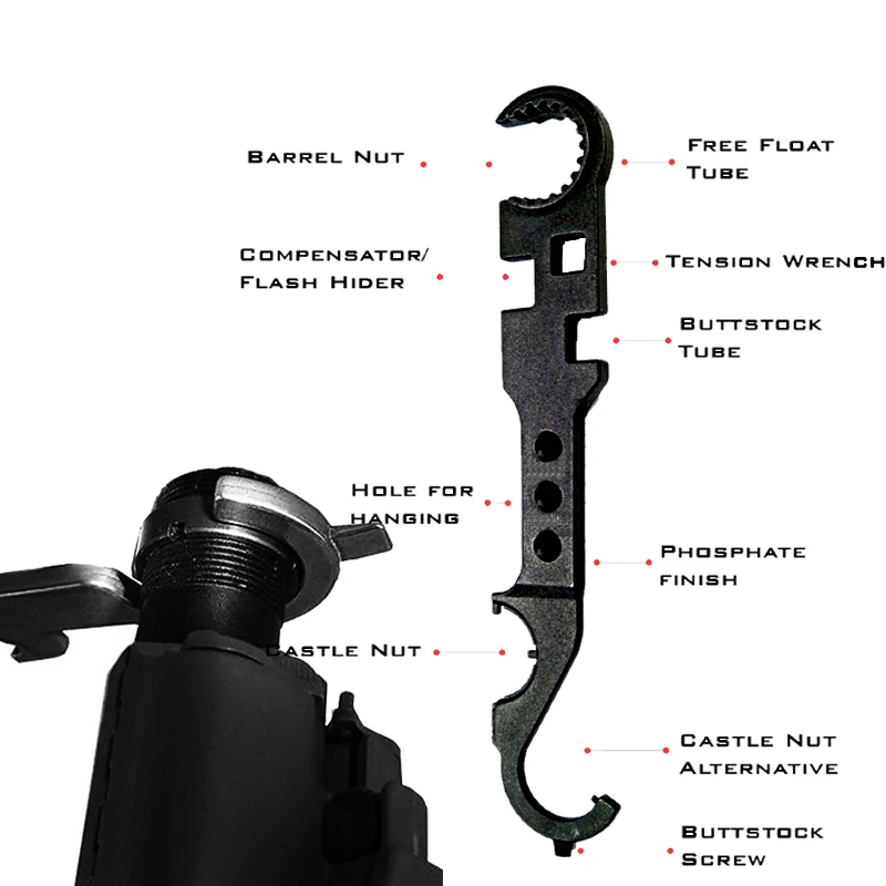 223 AR15 M4 M16 Combo Wrench Tool Castle Nut Wrench BarrelAccessories
