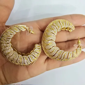 

GODKI Luxury Snails AAA Cubic Zircon Statement Big Hoop Earrings For Women Wedding DUBAI Bridal Round Circle Hoop Earring 2019