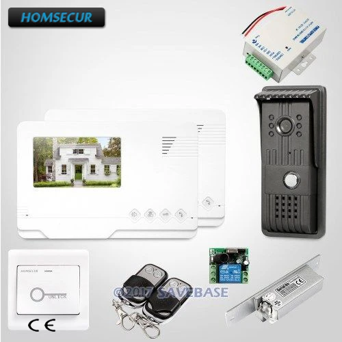 

HOMSECUR 4.3" Wired Video Door Phone Intercom Electric Lock Supported for Apartment 1V2+Strike Lock