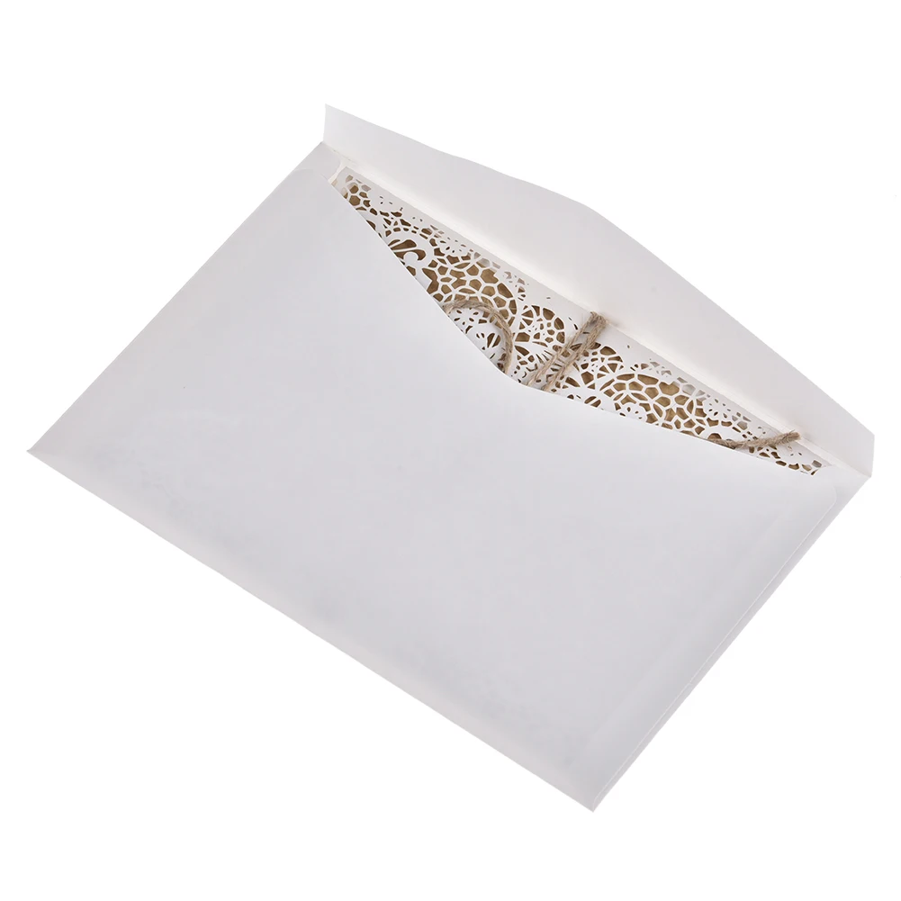 10 шт. золотой белый лазерный разрез роскошные цветочные свадебные приглашения карты элегантные кружевные памятные конверты винтажные Свадебные украшения