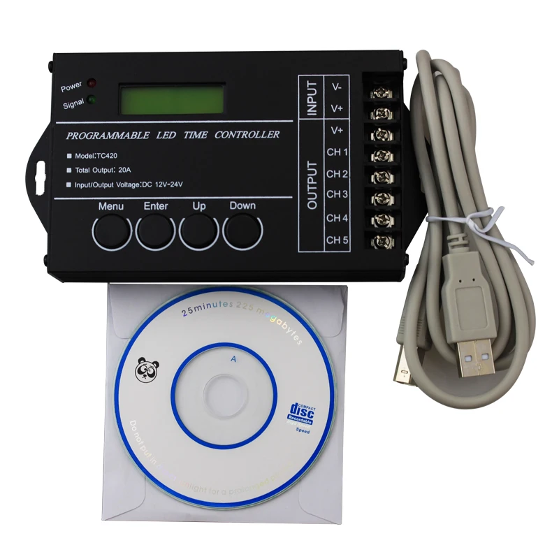 

LED Time Controller DC12V/24V Output 20A 5 Channel Common Anode Programmable LED Strip Light Dimmer RGB / Single Color