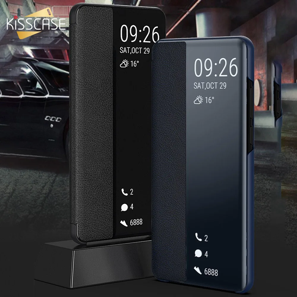 KISSCASE окно вид Смарт Флип корпус для Huawei P10 Plus P20 Pro P30 Оболочка Чехол телефона из