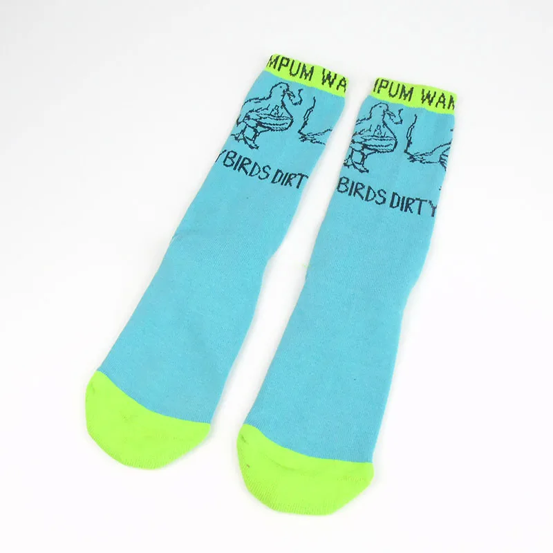

Socks Men Sport Sock Cartoon Bird Skateboarding Basketball Running Socks Green Hit Color Sock Cool Street Cycling Outdoor