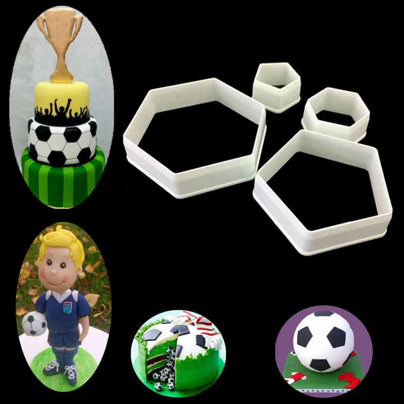 4pc Football Plastic Cutter Fondant Cutter Cookies Cutter Embosser Tool