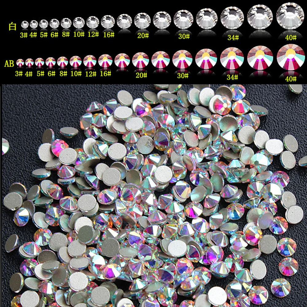 Mix Velikost Yanruo Crystal AB Rhinestones řemesla Nail Art Flat Back Bez opravy lepidla na 3d Nail Art diy Pixie krystal dekorace