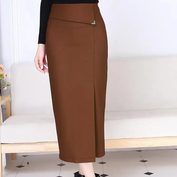 Длинные юбки-карандаши женские сексуальные с высокой талией тонкие женские шерстяные ol юбки размера плюс 3XL