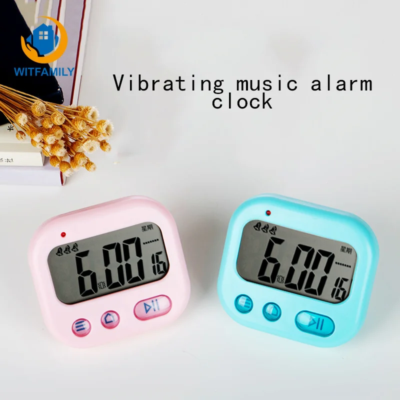 

Mini Digital Alarm Clock Backlight LED Display Snooze Calendar LED Changing Night Light Vibration Music Table Electronic Clock