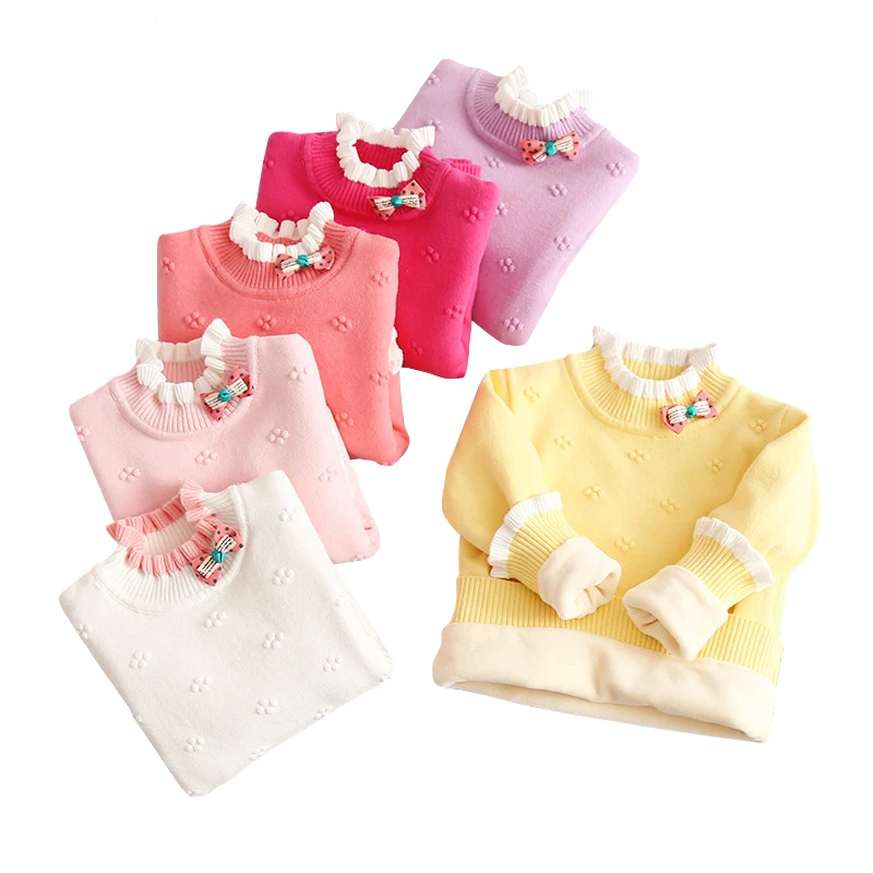 

cute sweater age for 1-10 yrs toddler girls winter clothes 2018 autumn simple thick warm knits tops school little girls sweaters