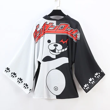 

new cosplay monokuma coat girls top cos night robe chiffon Japanese Kimono HU513
