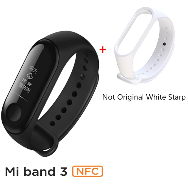 Xiaomi Mi Band 3 NFC Версия смарт-Браслет фитнес-трекер 0,7" большой сенсорный экран для сердечного ритма монитор смарт-браслет - Цвет: White