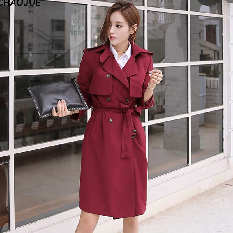 CHAOJUE rojo trench hembra 2018 primavera último abrigo casual doble bonito abrigo de guisante mujer gabardina - AliExpress Ropa de mujer