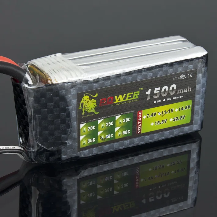 Register shipping 1pcs Lion Power Lipo Battery 11 1V 1500Mah 40C MAX 60C T Plug for