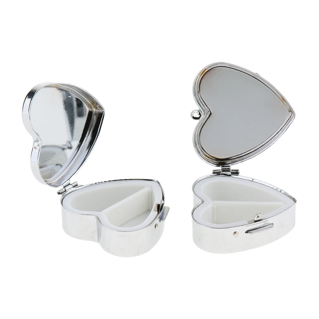 2pcs Metal Pill Box Holder Rectangle Medicine Vitamin Organizer Pill case for Purse Pocket (2 Compartments)