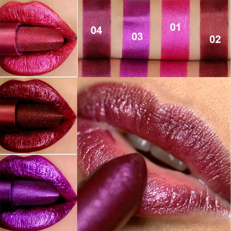 Diamond Glitter Matte Lipstick Waterproof Shimmer Rose Red ...