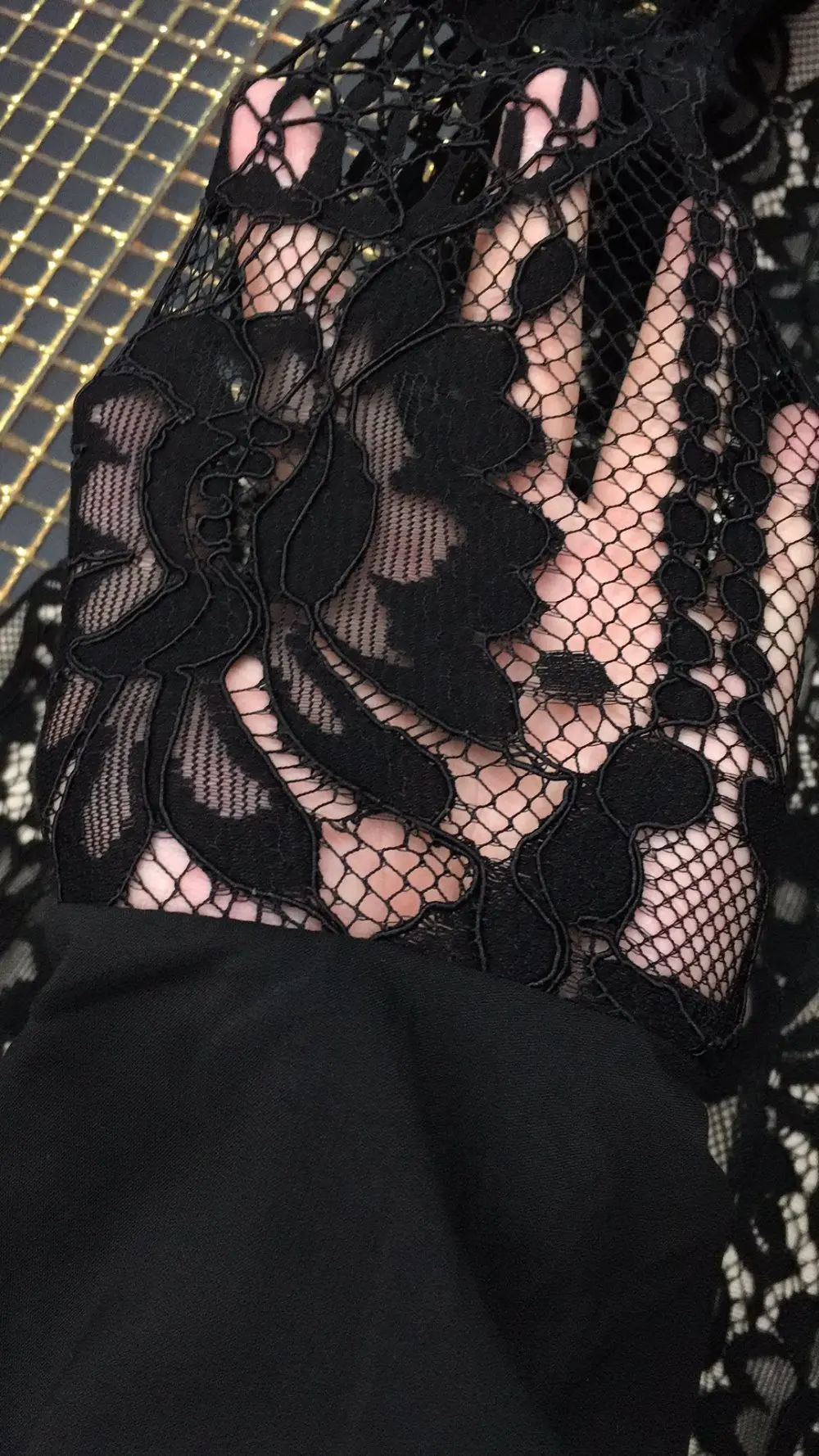 Звездное Бандажное платье с расклешенными рукавами кружевное элегантное Для женщин Мода для ночного клуба Вечерние черные мини-платья