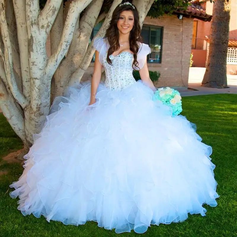 Расшитое бисером в честь пятнадцатилетия платья 15 лет бальное платье с куртки Теплый жилет для девочек, 16 дебютантка пышные платья с открытыми плечами, Vestidos de 15 anos