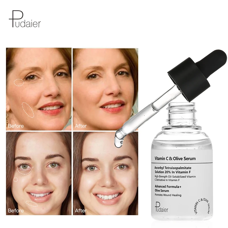 

Pudaier Liquid Face Essence Vitamin C & Olive Serum Moisturizer Brighten Skin Whitening Oil-control Facial Cream for Women