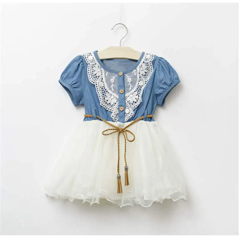 

Dress For Girls New Baby Girl Clothes Denim Lace Dresses Tops White Children Tutu Dress Sundress Baby Clothes