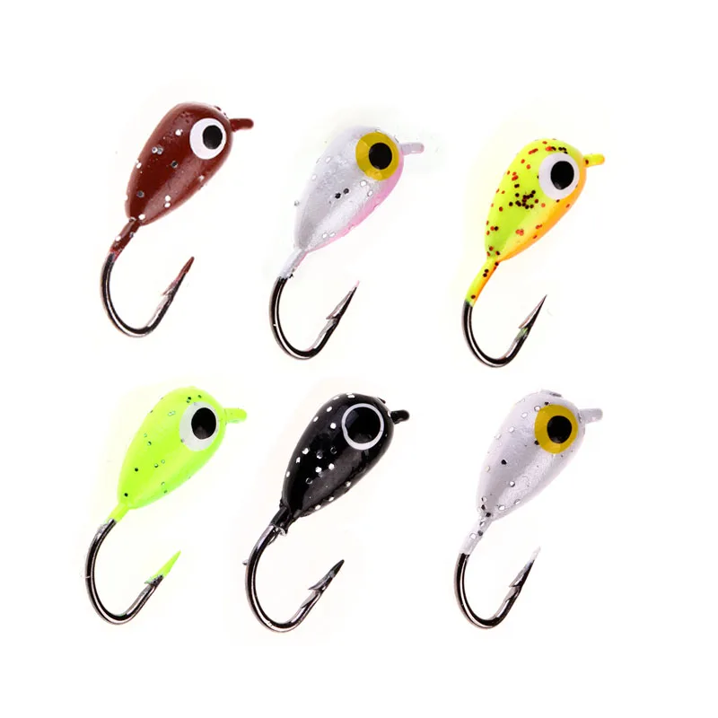 

6Pcs/Lot 1.8cm 2.3g Winter Ice Fishing Lure Mini Jigs Metal Lead Hook Bait Attractive Barbed Lure Soft Worm Hooks Simulation