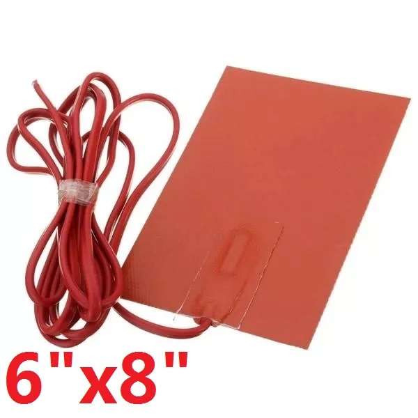 

6"X8" 300W 220v Silicone Heater Engine Block Oil Pan Hydraulic Tank Heating Plate w/ 2m Cord+90C Thermostat+3M PSA