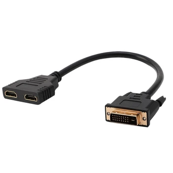 

Dvi-D Male (24+1) To Two Hdmi Dual Female Y-Splitter Video Cable Adapter 30Cm