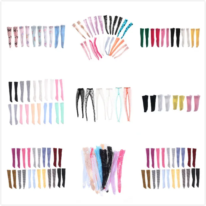 

NEW Colourful Lace Socks Long Stockings Daily Casual Wear Clothes For Barbie Toy Random Mixed Style Doll Accessories Gifts