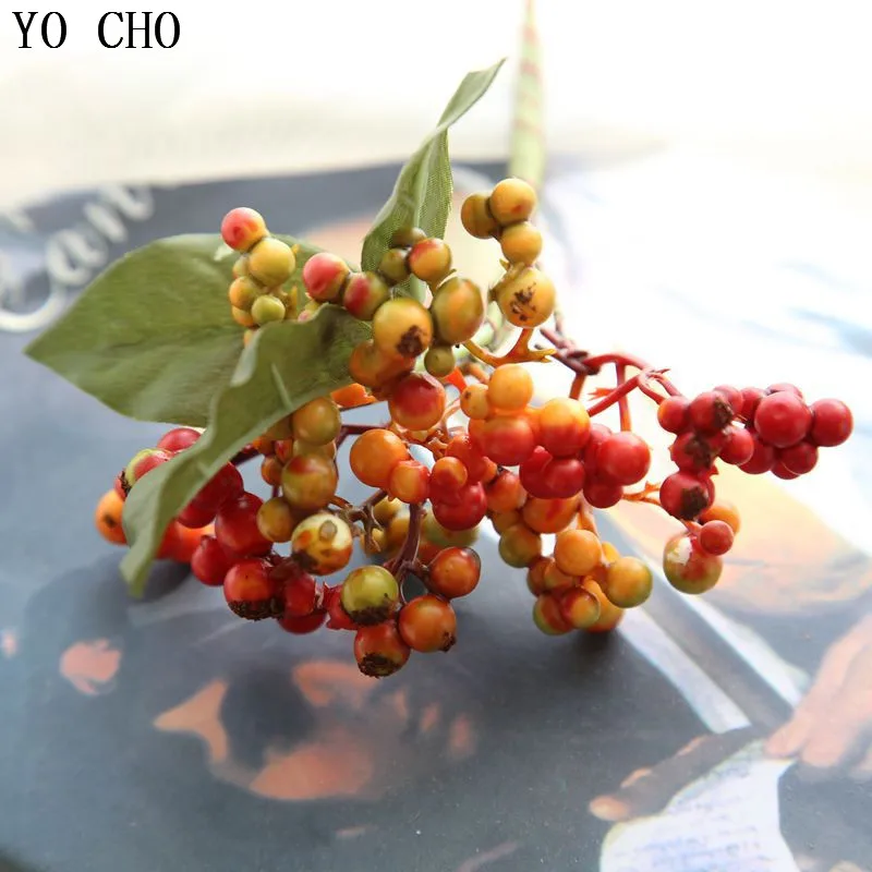 

YO CHO 4pcs Artificial Plants Real Touch Vivid Xmas Berries Bouquet For Wedding Home Festival Party Decor fake Succulent Plants
