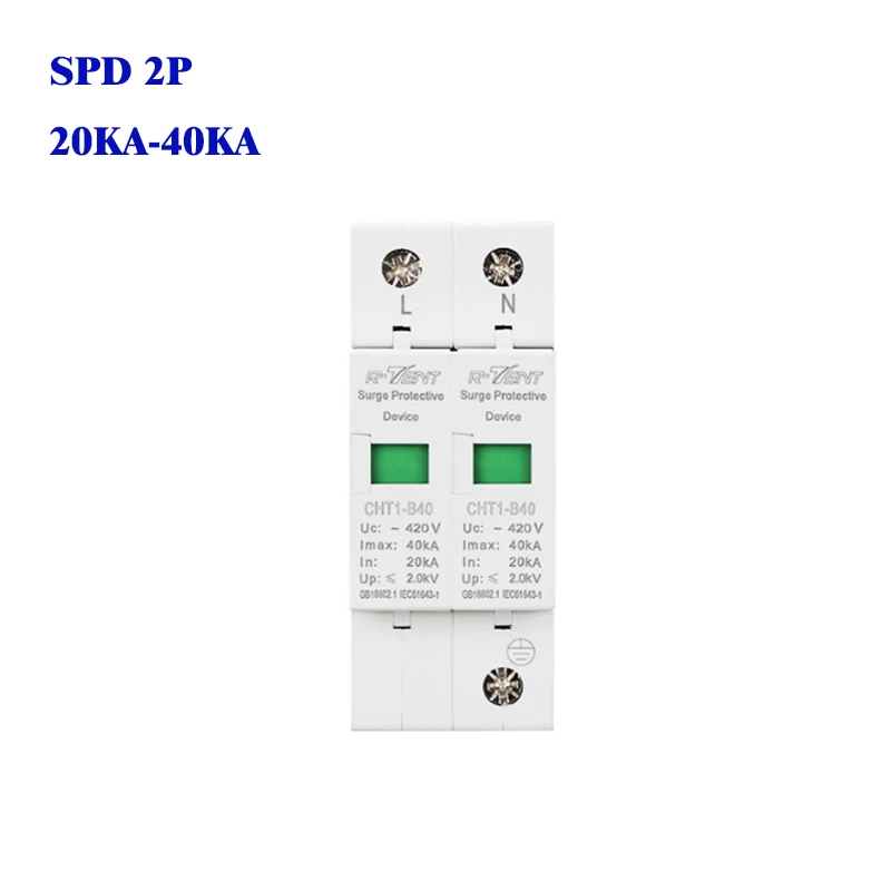 

SPD 1P+N Surge Protective Device 20KA 40KA Surge Protector Switch AC Electrical surge arrester protection
