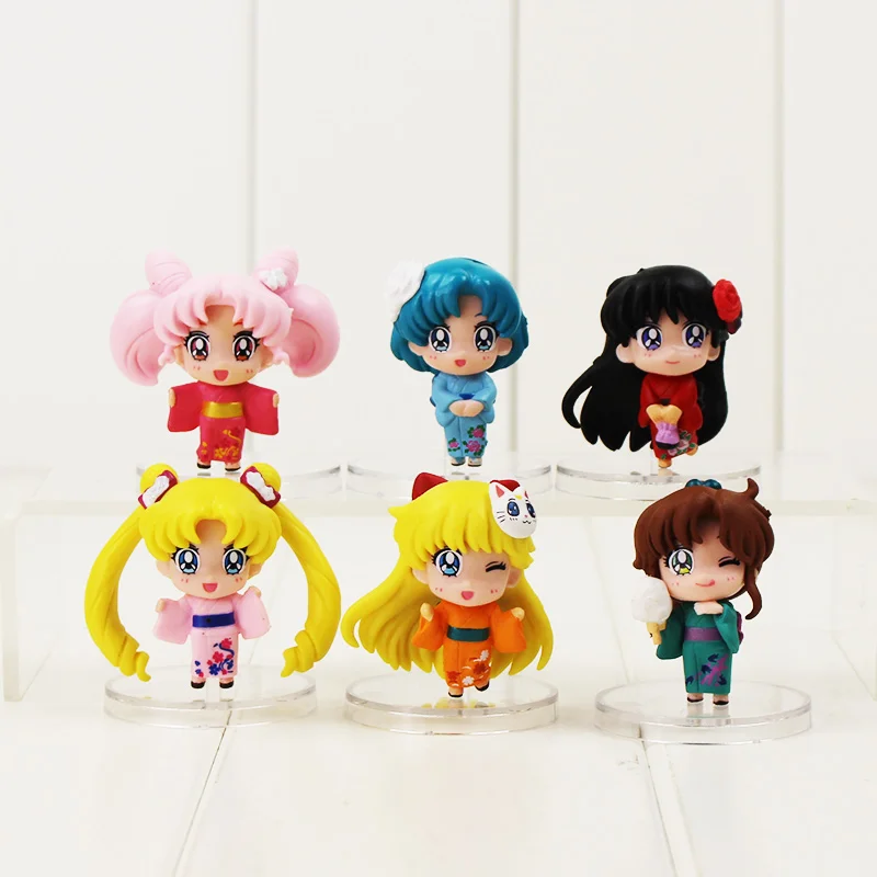 6pcs lot 5 5cm Sailor Moon Kimono font b action b font font b figure b