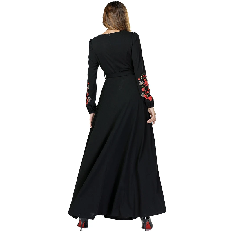 Черный Vestidos кафтан арабский абайя Дубай хиджаб мусульманское платье для женщин Elbise турецкая исламская одежда халат Musulmane Longue платья